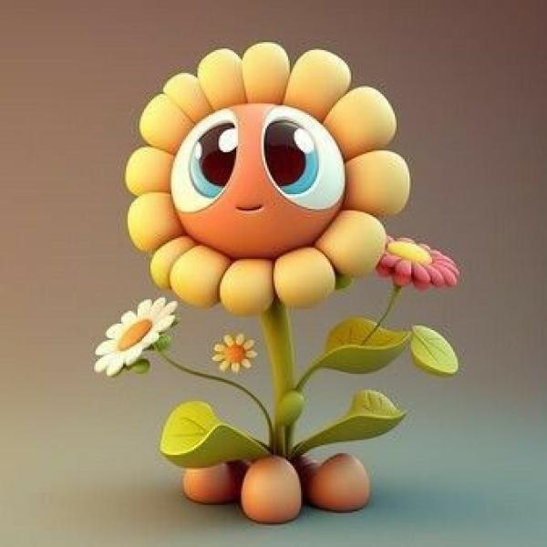 Smiling Flower Character – Whimsical Clay Art for Joyful Decor