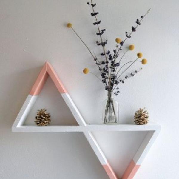 Geometric Bloom Wall Shelf – Artistic Triangle Frame Decor