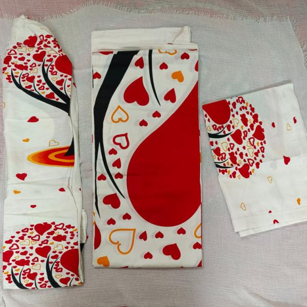 Double Size King cotton bed sheet size (7 4"×8 3") feet with 2 Pcs pillow cover, ‎1 Pc Bolster Pillow Cover