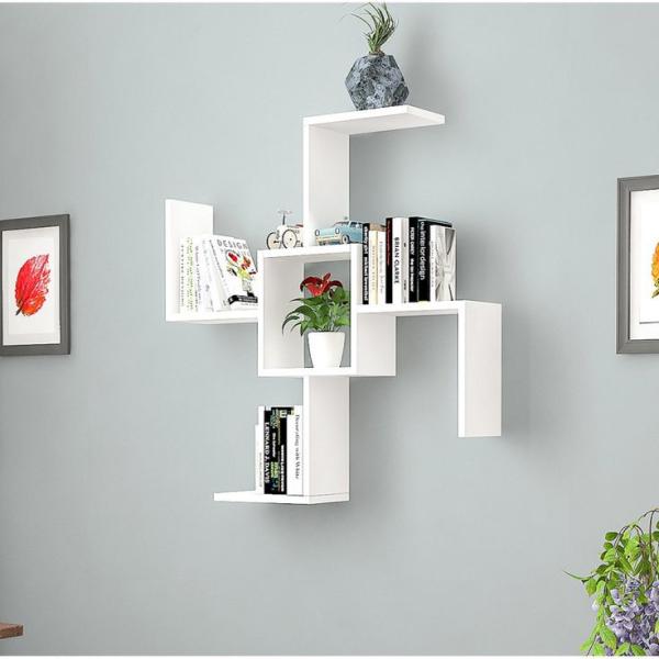 Asymmetry Charm Wall Bookshelf – Modern Geometric Display Rack