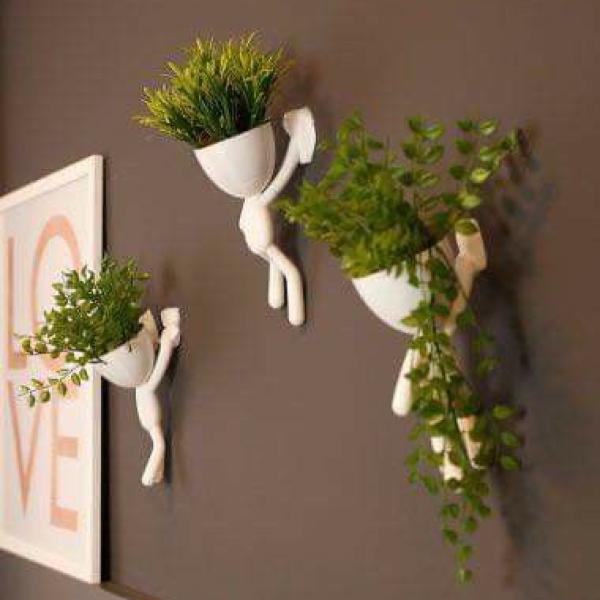Climbing Wall Planters – Human Figure Hanging Pot Set- Flower Vase
