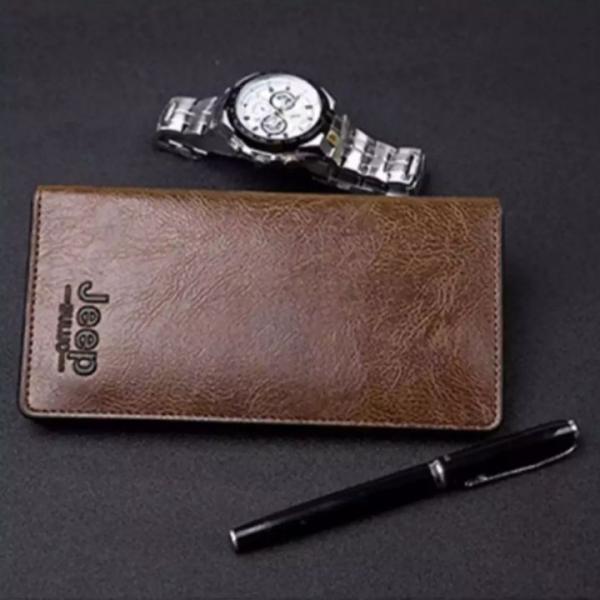 Jeep Chocolate Artificial Leather Long Wallet for Men
