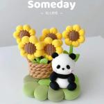 Panda & Sunflower Clay Scene – Whimsical Handmade Decor