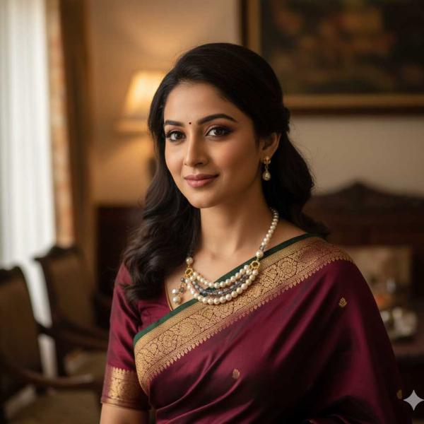 Graceful Cascade Pearl & Smokey Crystal Statement Necklace