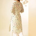 Wonderful Off White Floral Printed Thread Work Pure Cotton Straight Kurta