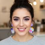 Abstract Art Polymer Clay Dangle Earrings - Playful Pastel Patchwork Design