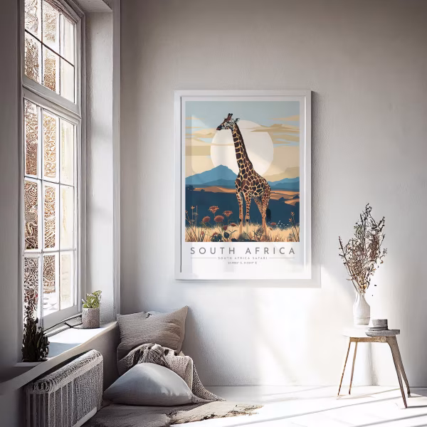 South Africa Travel Print on PVC Canvas, South Africa Poster, African Wall Art, South African Landscape Decor, South Africa Travel Gift