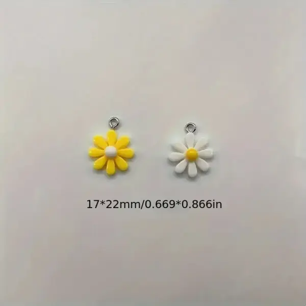50pcs Sunflower and Daisy Charms for DIY Jewelry Earrings Pendant Necklace Making - 17x22mm