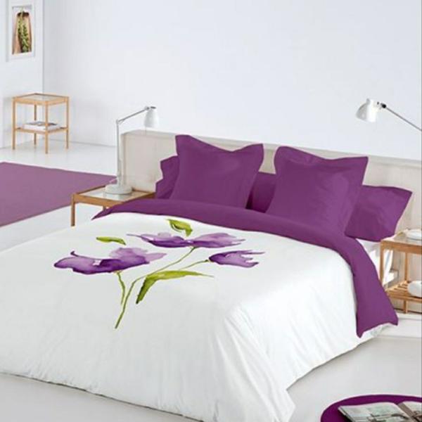 King Size Purple Tulip Bloom Bed Sheet