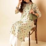 Wonderful Off White Floral Printed Thread Work Pure Cotton Straight Kurta