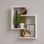 Dual Harmony Wall Shelf – Geometric White & Wood Display Unit