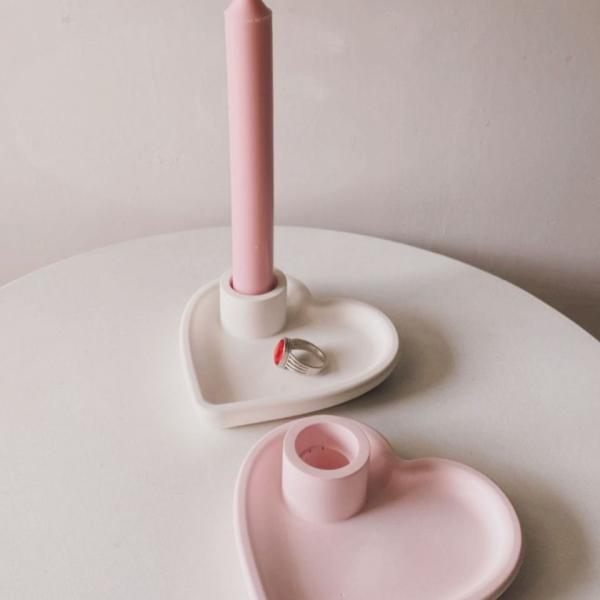 1 Pc Heart Candle Holder – Romantic with Ring Accent Candle Stand