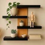 Staggered Black Wall Shelf – Modern Minimalist Display Unit