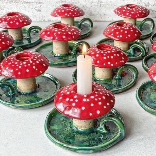 Mushroom Charm Candle Stand – 1 Pc Whimsical Mushroom Candle Holder