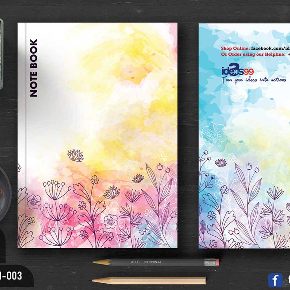Water Color Doodle Art Lined Note Book