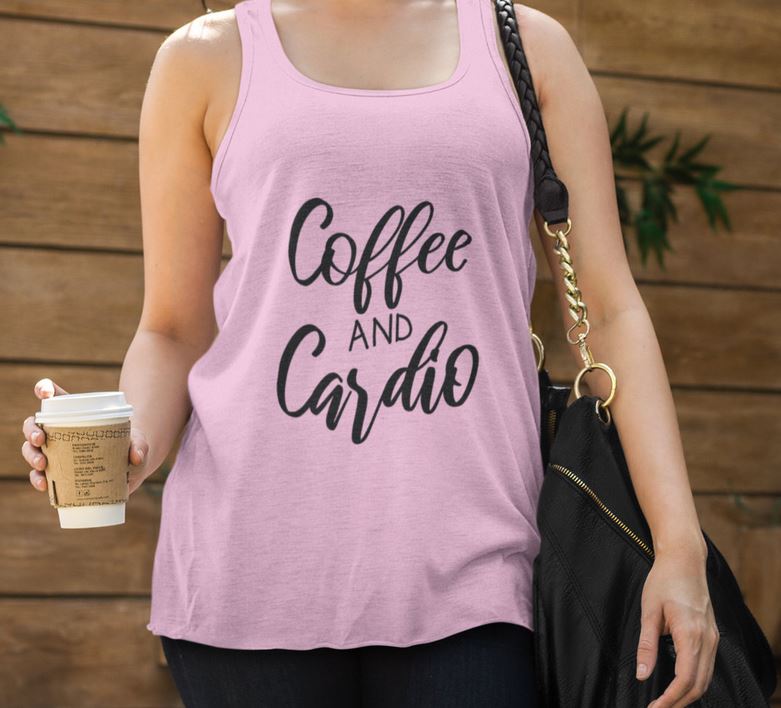 Coffee & Cardio hot pink tank top