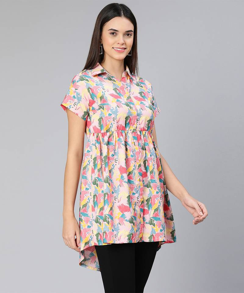 Trendy Crepe Shirt Style Top Unstitched