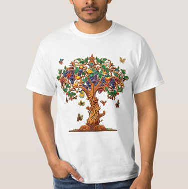 Wood Engraved Style Persian Grape T-Shirt