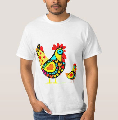 Chicken and Chick Round Neck T-Shirt