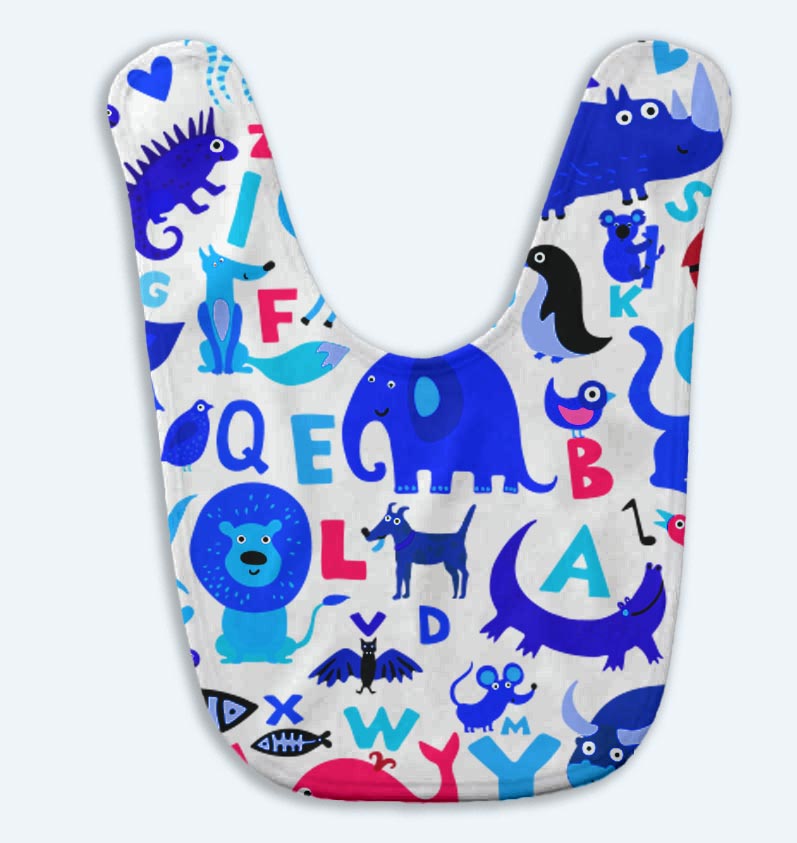 Funny Animals with Alphabets Baby Bibs