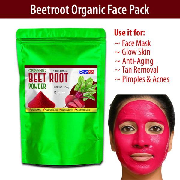 Beetroot Face Pack, Beetroot Gura, Beet root Powder, Bitrut Glow Skin Facepack, Organic- Anti-aging, De-Tanning, Skin Whitening - 100 g