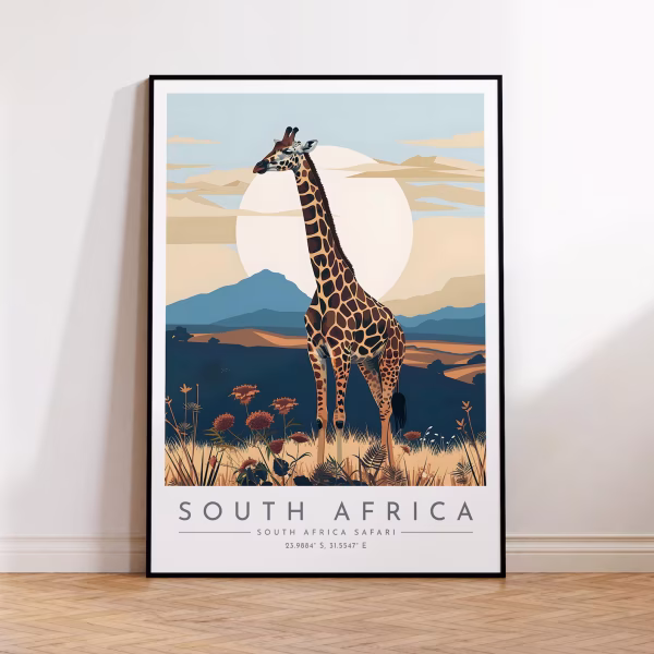South Africa Travel Print on PVC Canvas, South Africa Poster, African Wall Art, South African Landscape Decor, South Africa Travel Gift