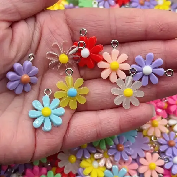 50pcs Sunflower and Daisy Charms for DIY Jewelry Earrings Pendant Necklace Making - 17x22mm